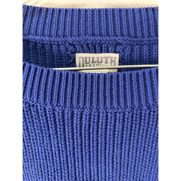 Duluth Trading Co XL Blue Knit Sweater Cotton Crewneck Relaxed Cozy Casual Work - Picture 2 of 9